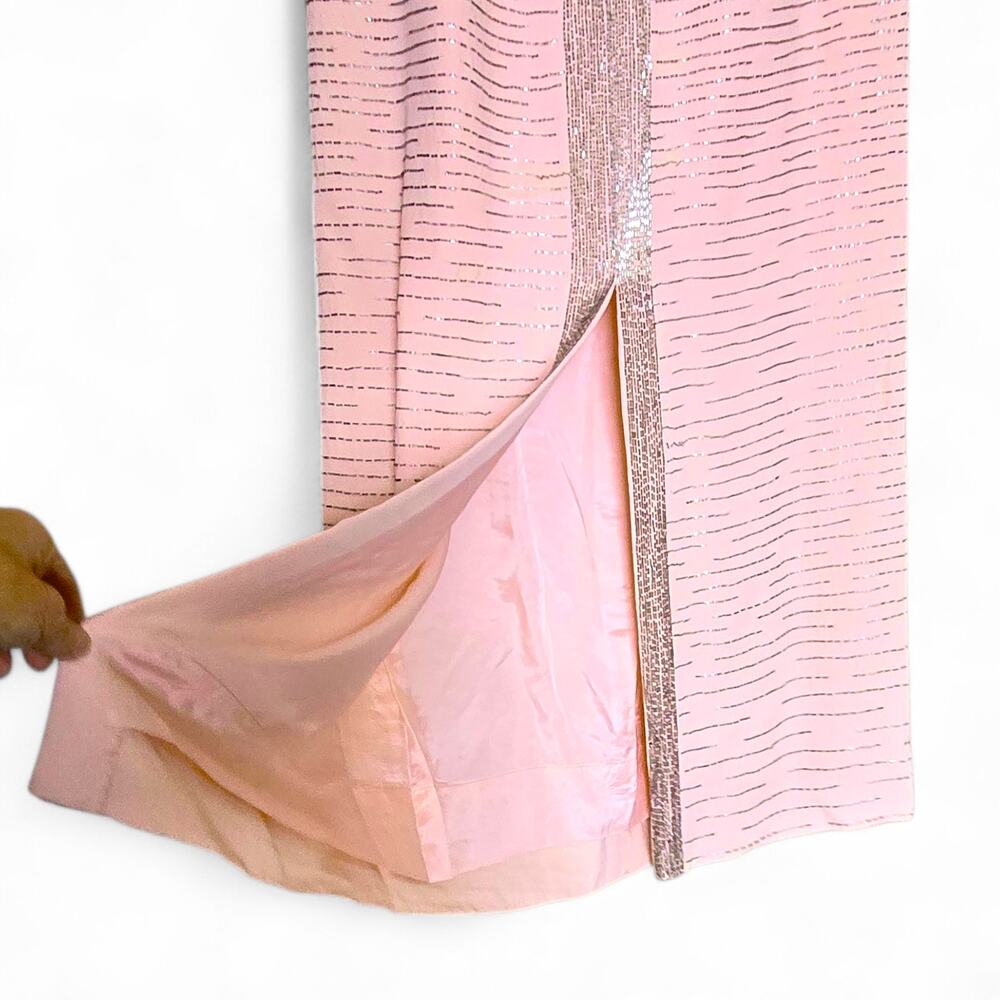 Vintage 1960s Malcolm Starr Beaded Evening Gown Pink Column Dress Hong Kong 10 - Picture 12 of 15